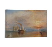 WAONZZAI Poster célèbre The Fighting Temeraire, 1839 Joseph Mallord William Turner - Impression sur toile - Décoration murale - Cadre - 60 x 90 cm