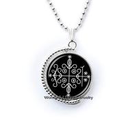 Waozshangu Fashion Papa Legba Pendentif Rituel Autel Pendentif Médaillon Occulte Bijoux PU195 Métal, 25 mm, Métal