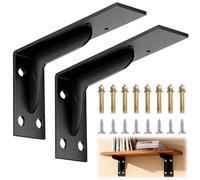Wapasezyar Lot de 2 supports d'étagère en métal robuste à 90 ° pour montage mural - Supports d'étagère pour charges lourdes - Noir - 40 cm