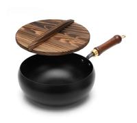 Wapasezyar Poêle en fer non revêtue forgée, poêle en fer, marmite en fer forgé à la main avec fonction de stockage de la chaleur, poêle antiadhésive, grande casserole pour cuisinière à gaz et à