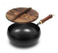 Wapasezyar Poêle en fer non revêtue forgée, poêle en fer, marmite en fer forgé à la main avec fonction de stockage de la chaleur, poêle antiadhésive, grande casserole pour cuisinière à gaz et à