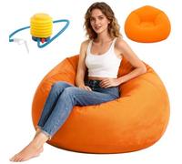 Wapasezyar Pouf gonflable pour l'intérieur - 105 x 105 x 60 cm - Canapé gonflable Lazy sans rembourrage - Pour salon, chaise longue et chambre à coucher - Fauteuil gonflable pour adulte - Orange