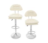 WAPHOERTE Lot de 2 tabourets de bar - Chaises de bar pivotantes avec dossier réglable en hauteur avec repose-pieds - Blanc - Charge maximale 150 kg