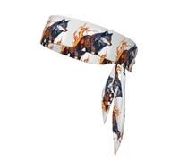 WapNo Bandeau de sport réversible avec motif loup couvert de pompiers, bandeau de course à pied, fitness, pour tennis, cyclisme et yoga, noir