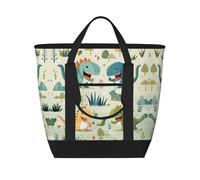 WapNo Joli sac fourre-tout isotherme pour bébé dinosaure - Garde au froid - Idéal pour la livraison de nourriture, l'isolation de voyage ou le froid à la plage, noir, taille unique, Noir , Taille