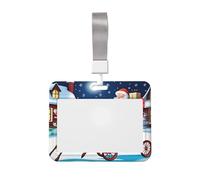 WapNo Porte-badge à motif Père Noël - Parfait pour les enseignants, les journalistes et les médecins (horizontal) - Blanc