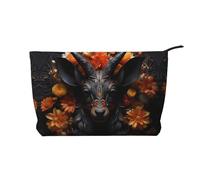 WapNo Sac fourre-tout en velours côtelé avec motif floral noir antilope pour femme - Grande capacité - Fermeture éclair - Sac de rangement - Noir - Taille unique, Noir , Taille unique