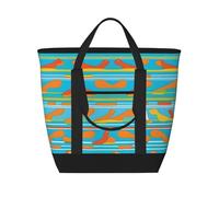 WapNo Sac fourre-tout isotherme à rayures de couleur minimaliste pour garder le froid, idéal pour la livraison de nourriture, l'isolation de voyage ou pour garder au froid à la plage, noir, taille