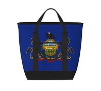 WapNo Sac fourre-tout isotherme avec drapeau de l'État de Pennsylvanie, idéal pour la livraison de nourriture, l'isolation de voyage ou pour garder au froid à la plage, noir, taille unique, Noir ,