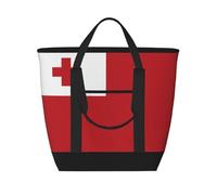 WapNo Sac fourre-tout isotherme avec drapeau des Tonga, idéal pour la livraison de nourriture, l'isolation de voyage ou pour garder au froid à la plage, noir, taille unique, Noir , Taille unique