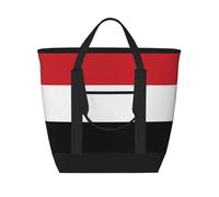 WapNo Sac fourre-tout isotherme avec drapeau du Yémen pour garder au froid, idéal pour la livraison de nourriture, l'isolation de voyage ou pour garder au froid à la plage, noir, taille unique, Noir ,