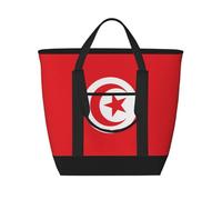 WapNo Sac fourre-tout isotherme avec drapeau tunisien pour garder au froid, idéal pour la livraison de nourriture, l'isolation de voyage ou pour garder au froid à la plage, noir, taille unique, Noir ,