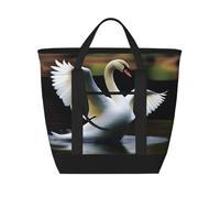 WapNo Sac fourre-tout isotherme Swan Dancing pour garder au froid, idéal pour la livraison de nourriture, l'isolation de voyage ou pour garder au froid à la plage, noir, taille unique, Noir , Taille