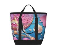 WapNo Sac isotherme avec coquillages incandescents, garde le froid, idéal pour la livraison de nourriture, les voyages ou pour garder le froid à la plage, noir, taille unique, Noir , Taille unique