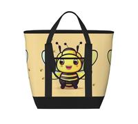 WapNo Yellow Bee Sac fourre-tout isotherme pour garder le froid Idéal pour la livraison de nourriture, l'isolation de voyage ou pour garder au froid à la plage, noir, taille unique, Noir , Taille