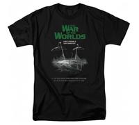 War of The Worlds Attack Poster T Shirt Sci-FI Movie Retro Tee Black Black Black