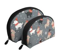 War Plane Trousse à maquillage portable avec fermeture éclair et compartiments intérieurs, Chiens mignons de Noël, Taille unique
