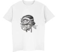 War Rabbit Men T-Shirt Cotton Tops & Tees Funny Cartoon Design Short Sleeve O-Neck Cotton Shirt Summer Retro Harajuku White Manches Courtes(Large)