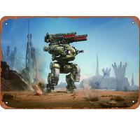 War Robots - Reproduction vintage - Plaque en métal - Décoration murale pour jardin, bar, café - 20,3 x 30,5 cm
