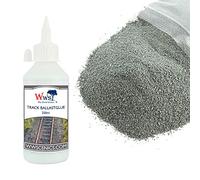 War World Scenics Kit 500g de Ballast & 250ml de Colle Maquette de Train -Ballast Gris Foncé Très Fin