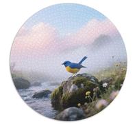 Warbler à Ailes bleuesPuzzle Rond 1000 Pièces Complexité Modérée pour Tous Âges Pensée Logique Divertissementoiseau Décor Maison Temps en Famille 1000pcs (67.5x67.5cm)