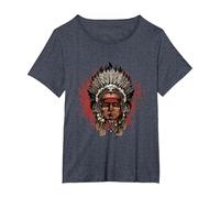 Warbonnet - Indien - Indien T-Shirt, Femme Grandes Tailles, Bleu Chiné, 4X