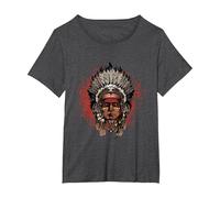 Warbonnet - Indien - Indien T-Shirt, Femme Grandes Tailles, Chiné Foncé, 4X