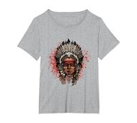Warbonnet - Indien - Indien T-Shirt, Femme Grandes Tailles, Gris Chiné, 2X
