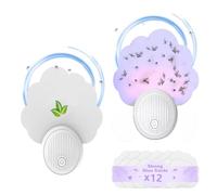 WARDBES Piège à Mouche, Piege Moustique, Attrape Mouche, Piege Moustique Interieur, Maison Plus Sûre, Moucherons, Mites, Lumière Anti-Insectes à Brancher (2 Appareils + 12 Cartes de Colle)