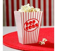 Warehouse Deals Lot de 10 boîtes à popcorn pour fête d'anniversaire, soirée cinéma, soirée pyjama, bonbons, friandises de théâtre, sacs en papier à rayures rouges et blanches