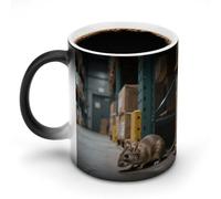 Warehouse Tasse à café en céramique sensible à la chaleur avec poignée en forme de rat changeant de couleur 325 ml