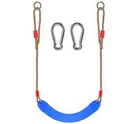 WAREMAID Siège de balançoire pour enfant en plastique EVA souple antidérapant à suspendre avec mousqueton, corde réglable en longueur, 43.9x17 cm, bleu