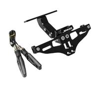 WARFEL Moto pour Aprilia Shiver 900 SHIVER750 Support De Plaque D'immatriculation Arrière Réglable avec Lumière Shiver 750 Support Plaque D'immatriculation (Color : C Black)