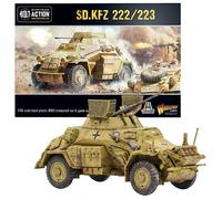 Wargames Delivered - Bolt Action Miniatures - Warlord Games Sd.Kfz 222/223 Voiture blindée Miniatures 28mm, Cartes Stat, Feuille de décalcomanie, Dés de commande, Guide, Marqueurs, Pack numérique -