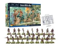 Wargames Delivered - Warlord Games Black Powder Colonial Militia Men, figurines de 28 mm comprenant 30 infanteries, 2 pages de fond, guide de montage - Figurines de la Seconde Guerre mondiale en