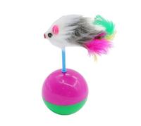 warkul Jouet interactif pour chat en forme de gobelet avec forme de souris et queue de plume, peluche et plastique, 11 x 9 x 5,4 cm