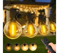 Warlisou 30m/100FT Guirlande Lumineuse Guinguette LED Extérieure Electrique - 25+2 Ampoules G40 - IP44 Imperméable pour Jardin, Terrasse & Décorations