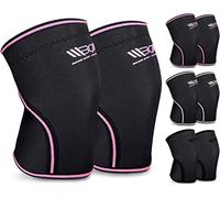 WARM BODY COLD MIND Genouillères de Compression 7mm Néoprène - pour Olympique Haltérophilie, Powerlifting (Noir/Rose, XXL (39,5-43cm))