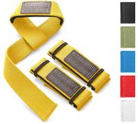 WARM BODY COLD MIND Lasso Sangle Musculation - [Évalué à 350 KG/Neoprene 3mm-6mm] - Sangle de Tirage pour l'Haltérophilie Gym Fitness Sangles de Levage (Jaune Basique)