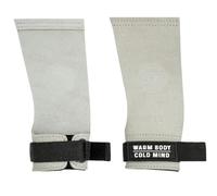 WARM BODY COLD MIND Poignées en cuir sans trous avec soutien de poignet pour haltérophilie, powerlifting, gymnastique, cross-training, tractions, musculation, protection des paumes (Blanc, X-Large)