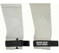 WARM BODY COLD MIND Poignées en cuir sans trous avec soutien de poignet pour haltérophilie, powerlifting, gymnastique, cross-training, tractions, musculation, protection des paumes (Blanc, Large)