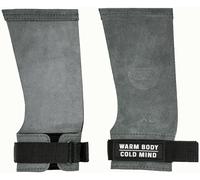 WARM BODY COLD MIND Poignées en cuir sans trous avec soutien de poignet pour haltérophilie, powerlifting, gymnastique, cross-training, tractions, musculation, protection des paumes (Graphite, Medium)