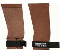 WARM BODY COLD MIND Poignées en cuir sans trous avec soutien de poignet pour haltérophilie, powerlifting, gymnastique, cross-training, tractions, musculation, protection des paumes (Ambre, Medium)