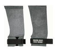 WARM BODY COLD MIND Poignées en cuir sans trous avec soutien de poignet pour haltérophilie, powerlifting, gymnastique, cross-training, tractions, musculation, protection des paumes (Graphite, X-Large)
