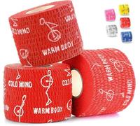 WARM BODY COLD MIND Preuve de la Sueur Bande de Pouce - Tape pour Crossfit, Ruban d'Haltérophilie Musculation Weightlifting Powerlifting Fitness (3 Rolls Rouge, 5,8m x 4,7cm)
