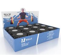 WARM BODY COLD MIND Preuve de la Sueur Bande de Pouce - Tape pour Crossfit, Ruban d'Haltérophilie Musculation Weightlifting Powerlifting Fitness (12 Rolls Noir, 5,8m x 4,7cm)