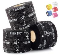 WARM BODY COLD MIND Preuve de la Sueur Bande de Pouce - Tape pour Crossfit, Ruban d'Haltérophilie Musculation Weightlifting Powerlifting Fitness (3 Rolls Noir, 5,8m x 4,7cm)