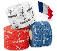 WARM BODY COLD MIND - Ruban pour Pouce Premium : Ruban Hook Grip pour Powerlifting, Cross Training, Gym, Haltérophilie, Bandes pour Doigts (3 Rouleaux Mix - Édition Drapeaux (GE))