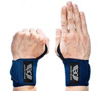WARM BODY COLD MIND Velcro Wrist Wraps pour haltérophilie olympique, support de poignet pour fitness, haltérophilie, bandage de poignet pour musculation, cross training (marine, 30 cm)