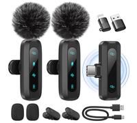 WARM BOX Microphone de Lavalier sans Fil pour iPhone,iPad,téléphone Android,2-Pack Mini Microphone avec réduction du Bruit, appairage Automatique,sourdine et réverbération pour